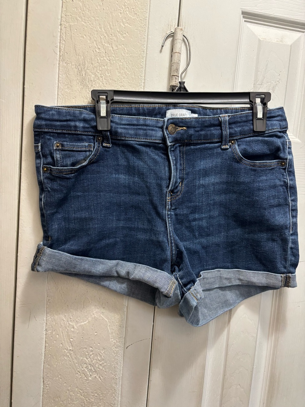 True Craft Dark Indigo Rolled-Hem Denim Shorts